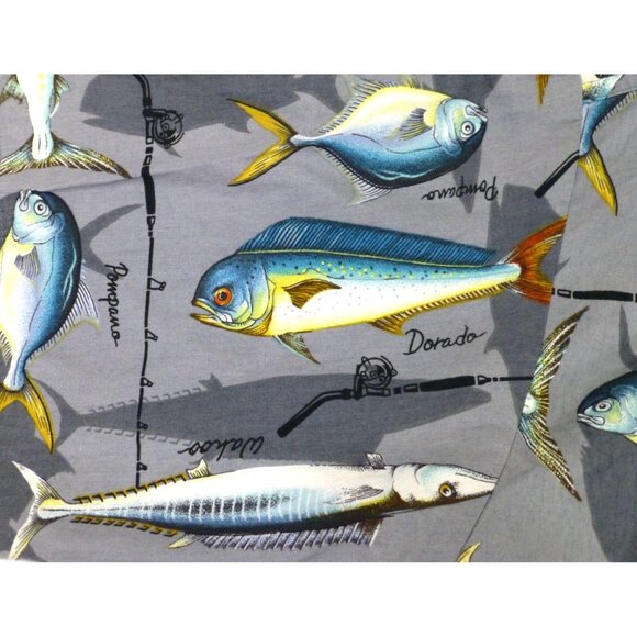 AOP Koko Island XL All Over Fish Print Mens Short Sleeve Button Up Shirt USA - Picture 6 of 9